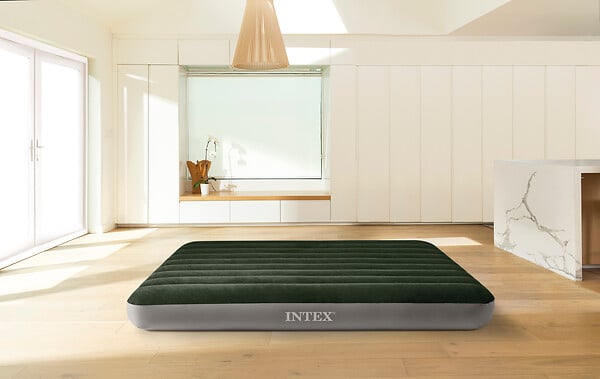 INTEX - Matelas gonflable downy 2 pers + gonfleur à pied intégré - large