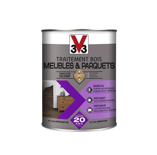 V33 BOIS - Traitement bois meubles & parquets 1 litre - large