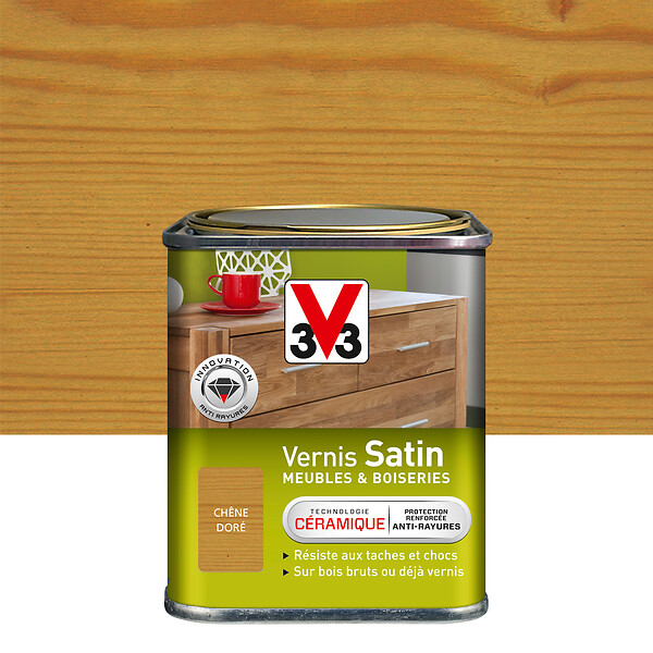 V33 BOIS - Vernis Meubles et Boiseries Satin Chêne dore Pot 0.25l - large