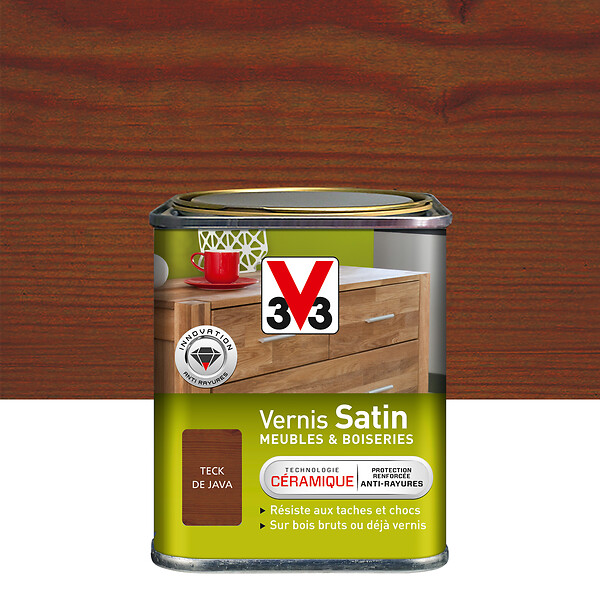 V33 BOIS - Vernis Meubles et Boiseries Satin Teck java - 0,25L - large