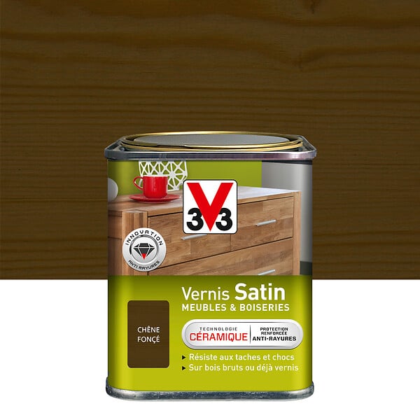 V33 BOIS - Vernis satin chêne fonce 0.25 litre - large