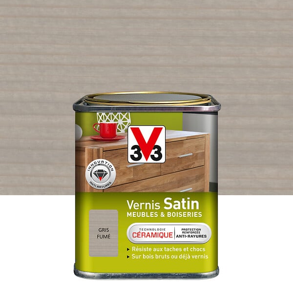 V33 BOIS - Vernis satin gris fume 0.25 litre - large