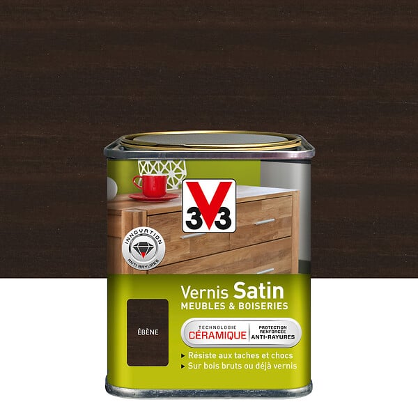 V33 BOIS - Vernis satin ebène 0.25 litre - large