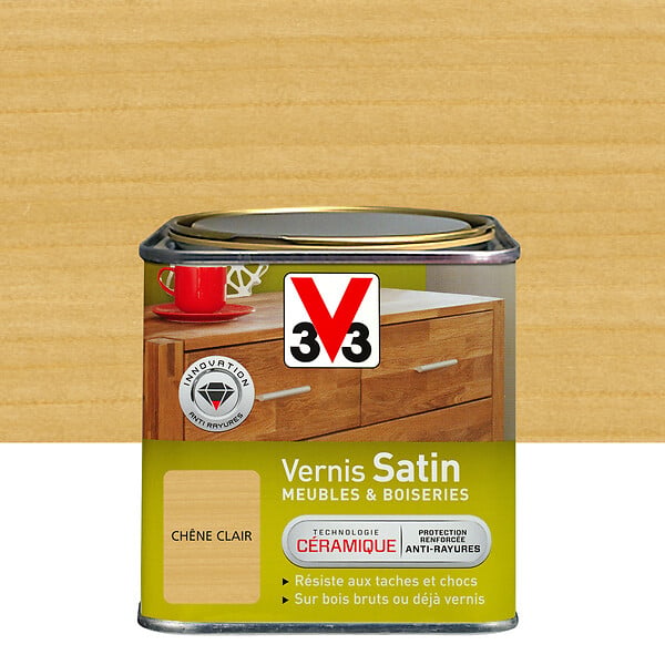 V33 BOIS - Vernis Meubles et Boiseries Satin Chêne clair Pot 0.5l - large