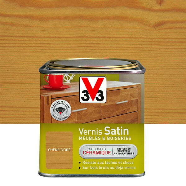 V33 BOIS - Vernis Meubles et Boiseries Satin Chêne doré 0.5L - large