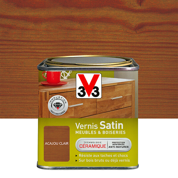 V33 BOIS - Vernis satin acajou clair - Bois - 0,5L - large