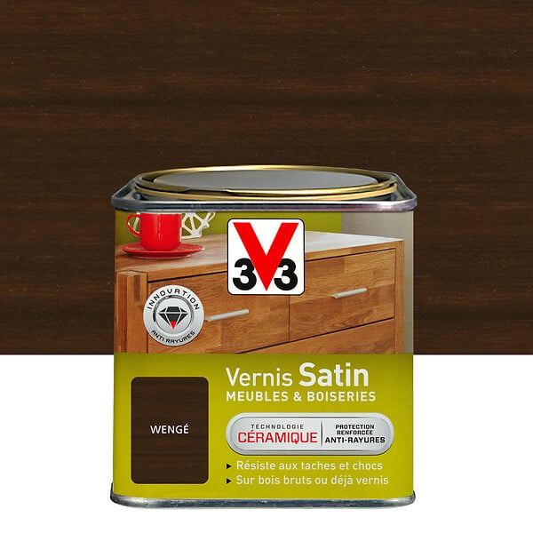 V33 BOIS - Vernis satin wengé pour bois - 0,5Litre - large