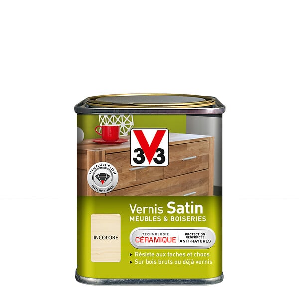 V33 BOIS - Vernis Meubles et Boiseries Satin - Incolore - 1L - large