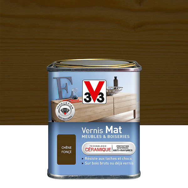 V33 BOIS - Vernis Meubles et Boiseries Mat Chêne foncé - 0,25 L - large