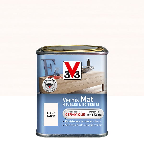 V33 BOIS - Vernis mat blanc patine 0.25 litre - large
