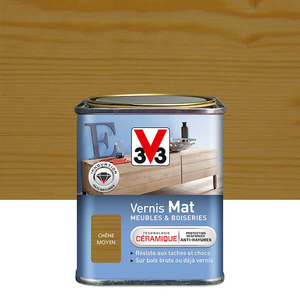 V33 BOIS - Vernis Meubles et Boiseries Mat Chêne moyen 0,25L - large