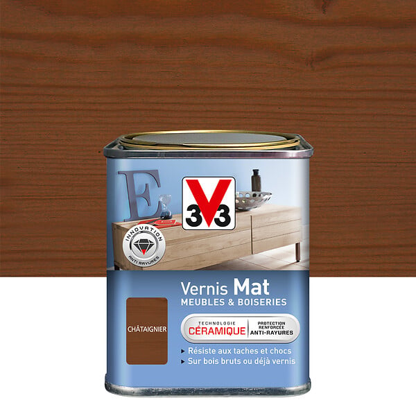 V33 BOIS - Vernis mat châtaignier - Bois - 0,25 L - large