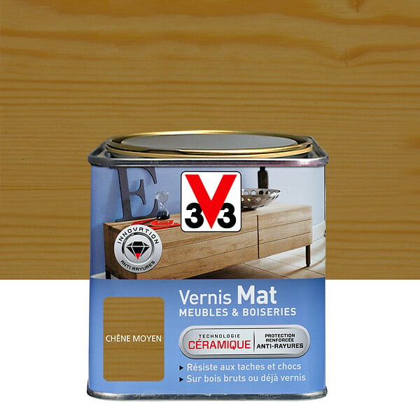 V33 BOIS - Vernis Meubles et Boiseries Mat Chêne moyen 0.5L - large