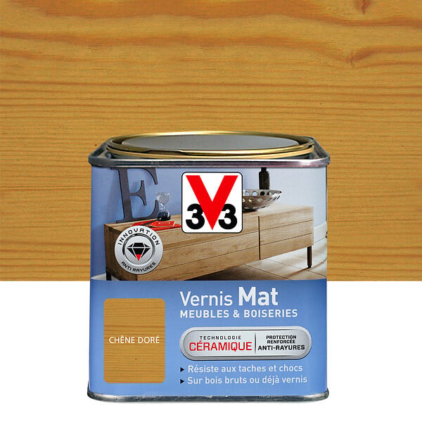 V33 BOIS - Vernis mat chêne dore 0.5 litre - large