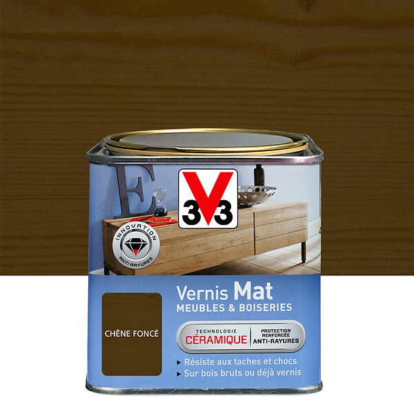 V33 BOIS - Vernis Meubles et Boiseries Chêne foncé Mat 0.5L - large