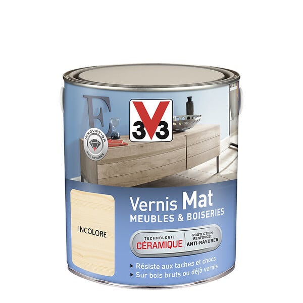 V33 BOIS - Vernis mat incolore boiseries - Céramique - 2.5L - large