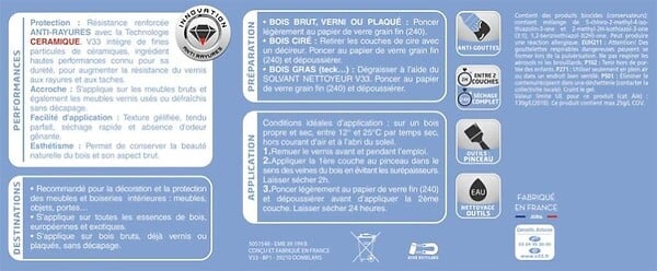 V33 BOIS - Vernis Meubles et Boiseries Chêne foncé Mat 0.5L - large