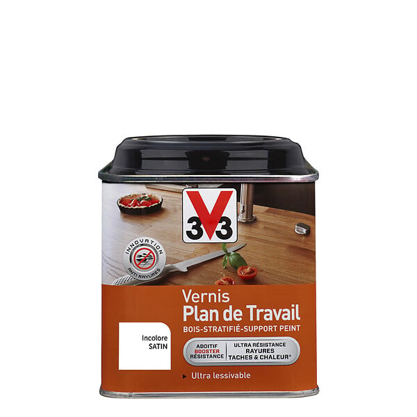 V33 BOIS - Vernis Plan de Travail Satin Incolore - 0,5L - large