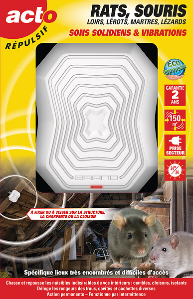 ACTO - Répulsif vibrations et sons - ACTO - 150m² - câble 10 m - large