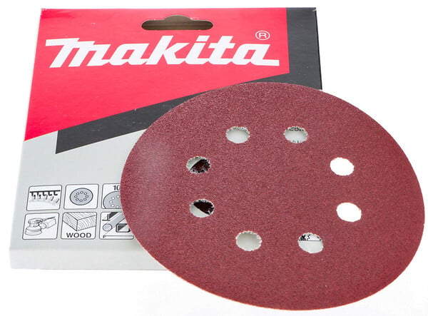 MAKITA - 10 disques abrasifs MAKITA Ø 125 mm Red Auto-agrippant avec 8 trous - large