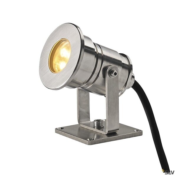 SLV - Projecteur extérieur inox SLV DASAR® PROJECTOR avec LED, 7W, 12/24V, 3000K, IP68, inox 316 - large