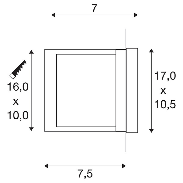 SLV - Encastré mural extérieur avec LED intégrée BRICK DOWNUNDER, 1,4W, 3000K, IP54 - large