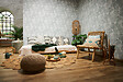 AS CREATION - Papier peint vinyle New Walls palmes vert blanc lessivable - vignette