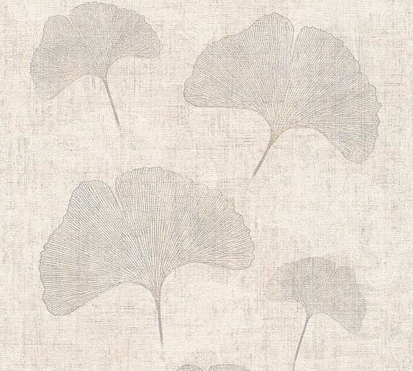 AS CREATION - Papier peint vinyle Ginkgo - Gris clair - L.10,05xl.0,53m - large