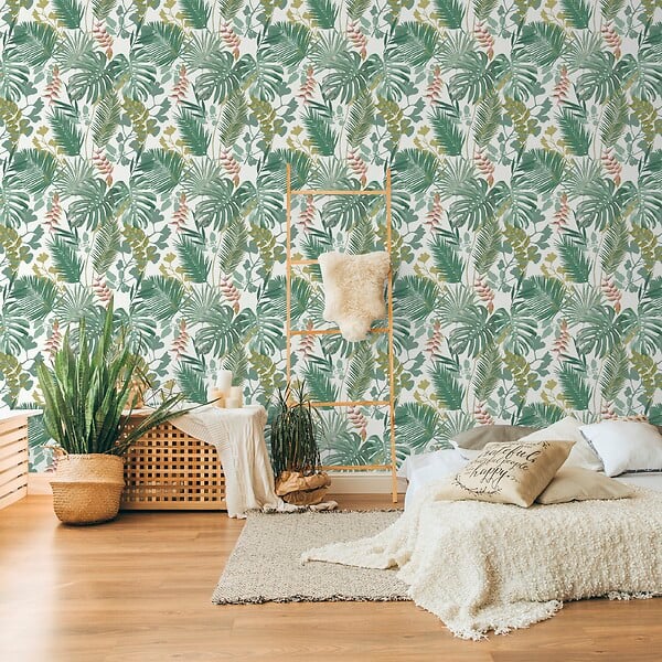 LUTECE - vi feuill exotiq fd beige - large