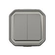 LEGRAND - Plexo double interrupteur étanche - Plastique - Gris - IP55 - vignette
