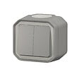 LEGRAND - Plexo double interrupteur étanche - Plastique - Gris - IP55 - vignette