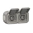 LEGRAND - Double prise Plexo précâblée horizontale - Gris - IP55 - vignette