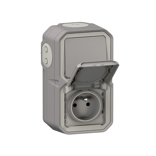 LEGRAND - Prise 2P+T va-et-vient - Plexo - Gris - IP55 - large