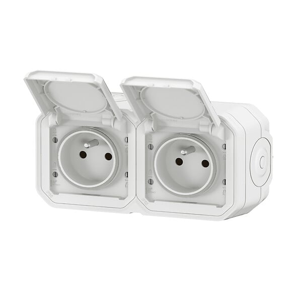 LEGRAND - Double prise étanche Plexo horizontale - Blanc - IP55 - large