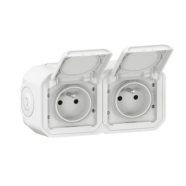 LEGRAND - Double prise étanche Plexo horizontale - Blanc - IP55 - large