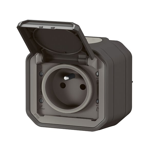 LEGRAND - Plexo prise de courant std franco-belge - anthracite - saillie - large