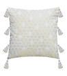 ATMOSPHERA - Housse de Coussin Blanc & Or Brillant  avec Pompons 40 x 40 cm - vignette
