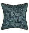 ATMOSPHERA - Housse de Coussin Velours Bleu Canard motif Or 40 x 40 cm - vignette