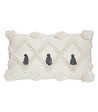 ATMOSPHERA - Coussin déhoussable Ivoire & Pompons Gris ardoise 30 x 50 cm - vignette