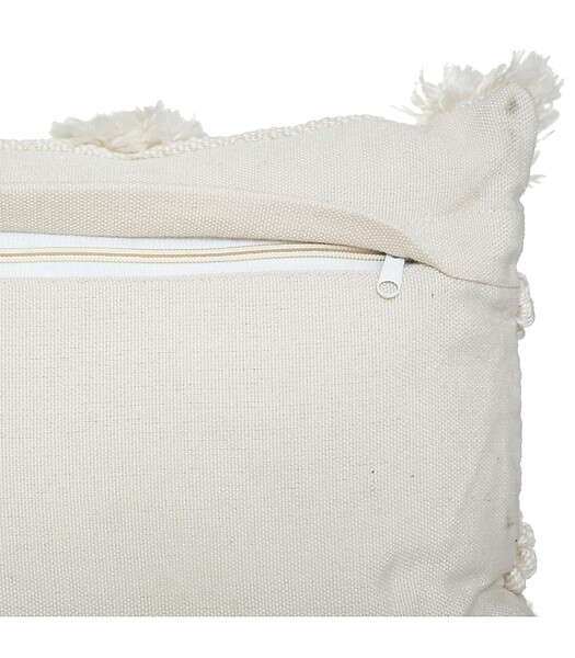 ATMOSPHERA - Coussin déhoussable Ivoire & Pompons Gris ardoise 30 x 50 cm - large