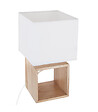 ATMOSPHERA - Lampe à poser en Bois et Abat-jour carré H 32 cm - vignette
