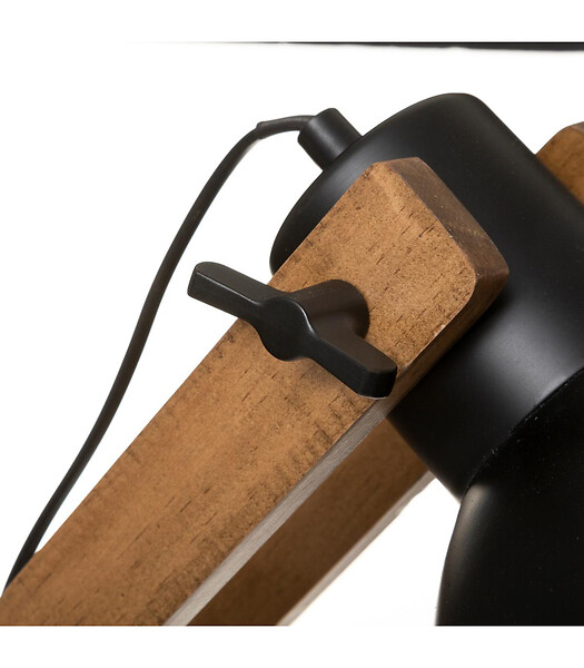 ATMOSPHERA - Lampadaire Pied en Bois et Abat-jour en métal Noir H 158 cm - large