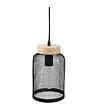 ATMOSPHERA - Luminaire Suspension en Bois et métal Noir D 15 cm - vignette