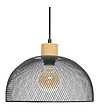 ATMOSPHERA - Luminaire Suspension en Métal Noir et Bois D 30 cm - vignette