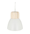 ATMOSPHERA - Luminaire Suspension en Bois et Métal Blanc D 15 cm - vignette