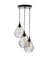 ATMOSPHERA - Luminaire Lustre 3 Suspensions en Métal filaire Noir - vignette