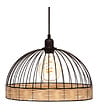 ATMOSPHERA - Luminaire Suspension en Métal Filaire Noir et Rotin D 35 cm - vignette
