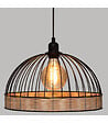 ATMOSPHERA - Luminaire Suspension en Métal Filaire Noir et Rotin D 35 cm - vignette