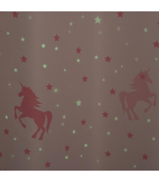 ATMOSPHERA - Rideau occultant Rose avec Licornes phosphorescentes 140 x 250 cm - large