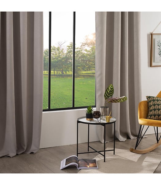 ATMOSPHERA - Rideau à œillets Occultant Beige Lin Feuille en relief 140 x 260 cm - large